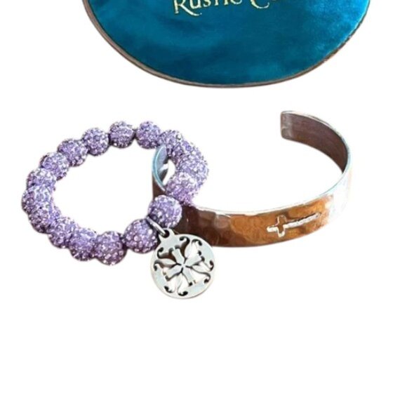 Rustic Cuff Christian Faith Rhinestone and Stainless  Logo Bracelets in Gift Bag - Picture 2 of 4